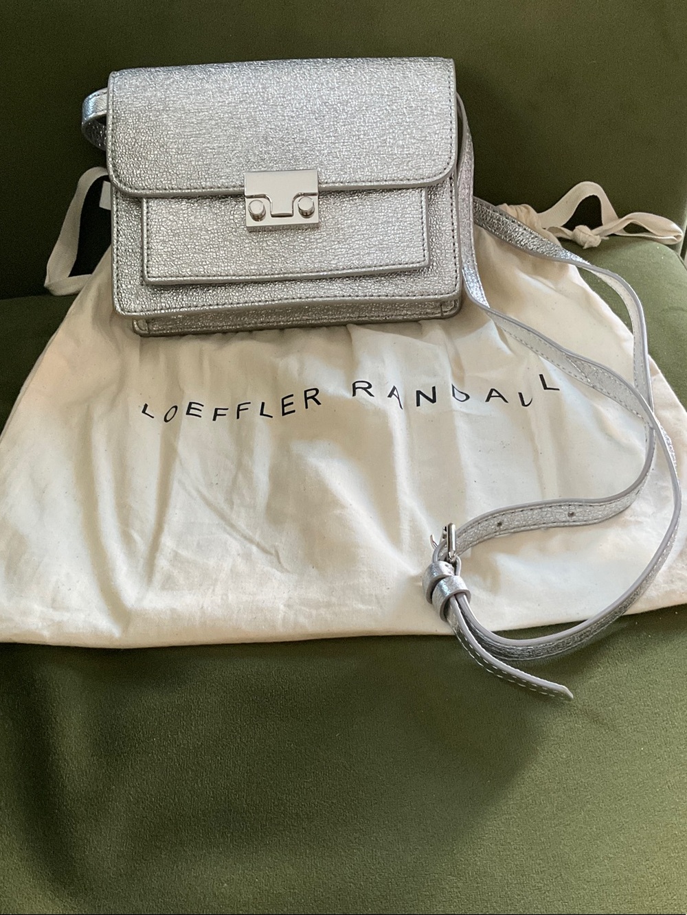 Loeffler Randall Metallic Silver Crossbody Bag